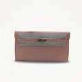 Ivory Charm Textured Leather Clutch Wallet – Blush Pink