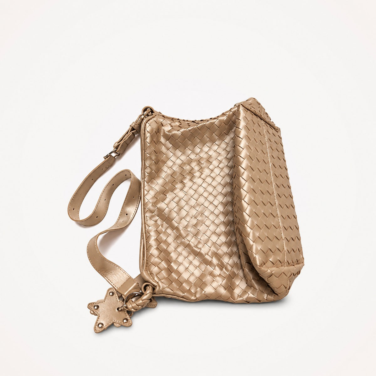 Aura Woven Metallic Gold Shoulder Bag